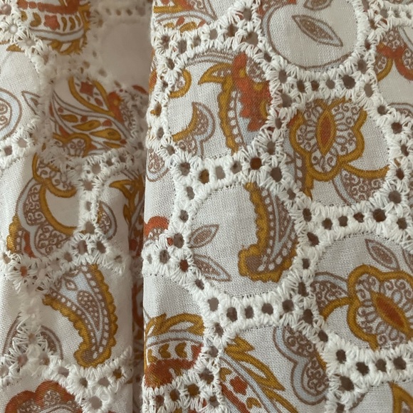 Nordstrom BARDOT Puff Long Sleeve Mini Paisley Tan Dress Button 8 Medium M - Picture 5 of 10